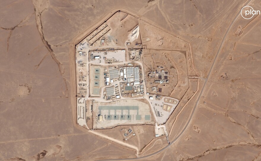 A satellite view of the U.S. military outpost known as Tower 22, in Rukban, Rwaished District, Jordan, in October last year.