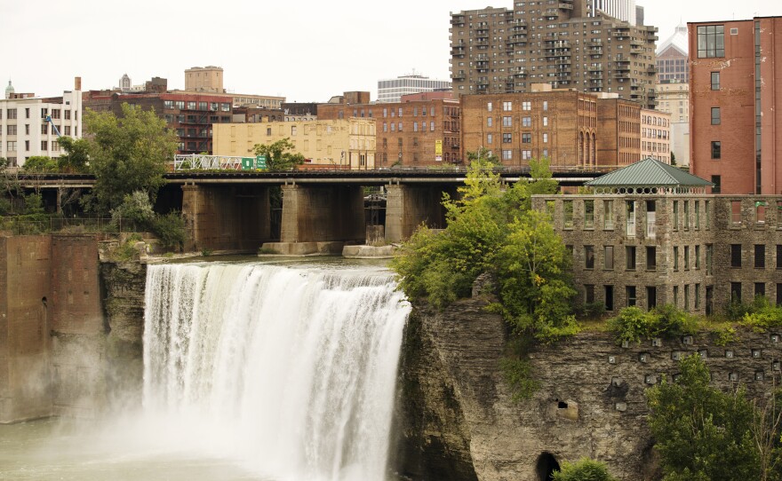 The Genesee River's High Falls are at the center of Rochester's history of manufacturing. Mills, and later Kodak, sprang up around it.