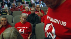 Opponents of the Harmony Grove development attend a San Diego County Board of Supervisors meeting on Oct. 1, 2025.