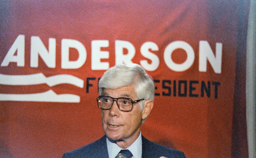 Rep. John Anderson of Illinois announcing his independent candidacy on April 24, 1980, in Washington.