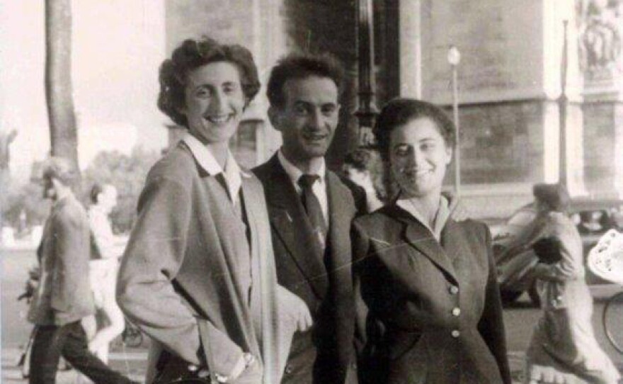 Elijah Wiesel with sisters Hilda and Beatrice Wiesel, ca. 1946.