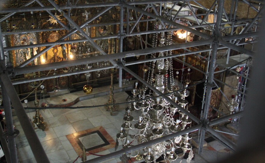 The interior of the Church of the Nativity is in the midst of a major renovation.