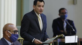 In this June 15, 2020, file photo, Assembly Speaker Anthony Rendon, D-Lakewood, urges lawmakers to approve the state budget bill, at the Capitol in Sacramento, Calif. 