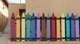 A crayon-shaped fence near a school playground at St. Katharine Drexel Academy in El Cerrito is shown on Dec. 31, 2024.