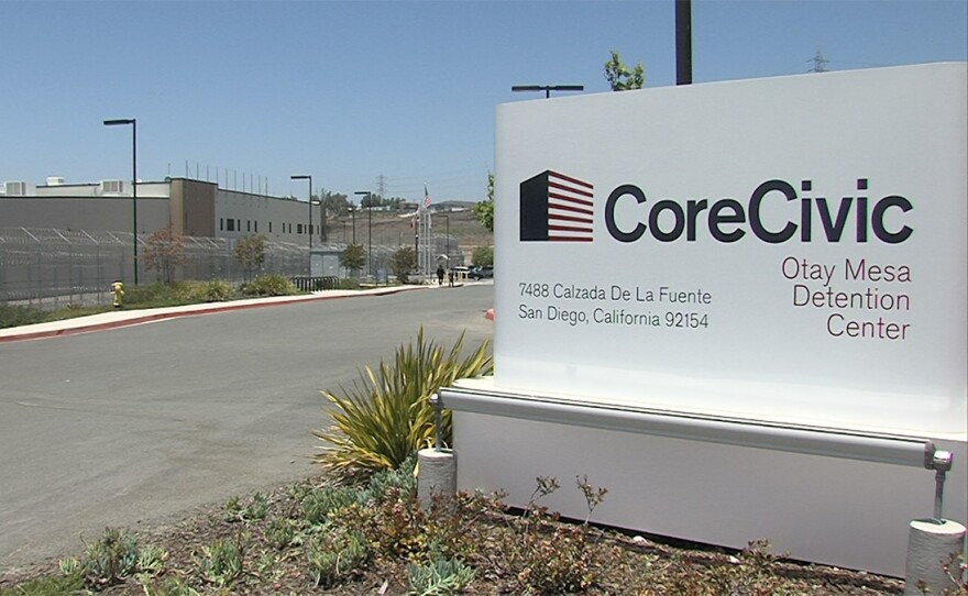 The sign at the entrance to the Otay Mesa Immigration and Detention Facility is pictured in San Diego, June 22, 2018.