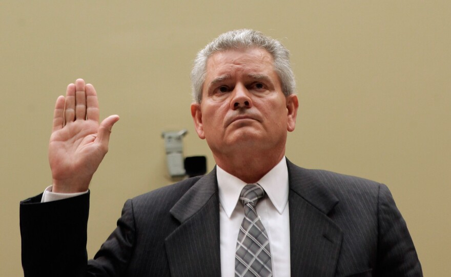 Jeffrey Neely of the General Services Administration testifies before Congress in 2012 about about a conference he organized in Las Vegas that broke scores of government spending rules. Although eventually, convicted of fraud, Neely was not fired.