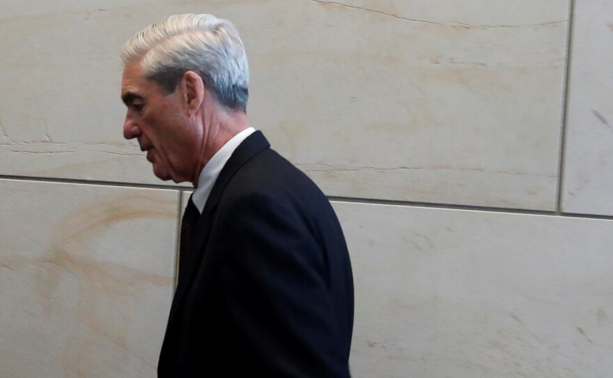 Special counsel Robert Mueller departs after briefing the House Intelligence Committee on Capitol Hill on June 20.