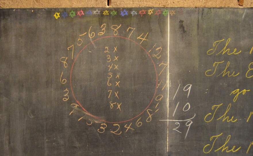 The "multiplication wheel" was found behind a wall at Emerson High School.