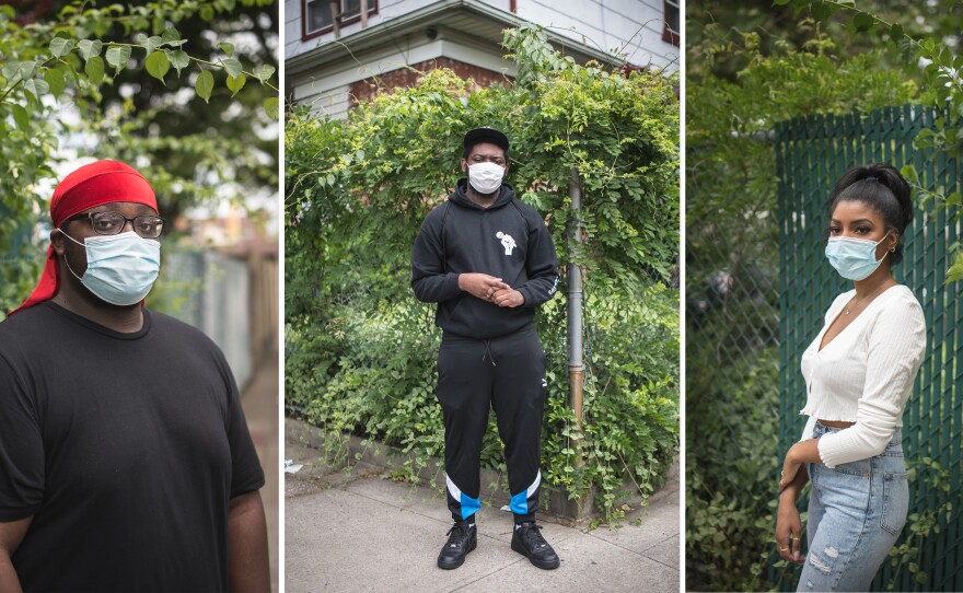 <strong>From left:</strong> Jamar Thompson, 17; Jaheim Birch-Gentles, 17; Brianna Johnson, 18, in Brooklyn, N.Y.