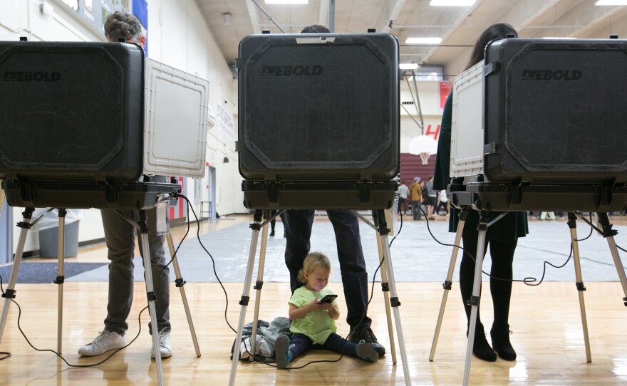 Voters at an Atlanta high school on Election Day 2018. Georgia Gov. Brian Kemp has signed a new law addressing some of the complaints about how that election was run.