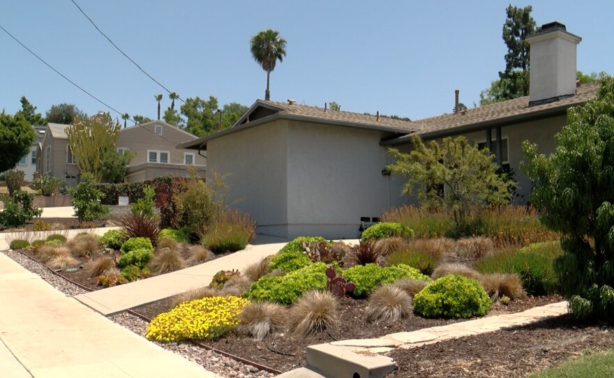 A house is shown in La Mesa where a lawn has been replaced by drought resistant landscaping on June 9, 2022.
