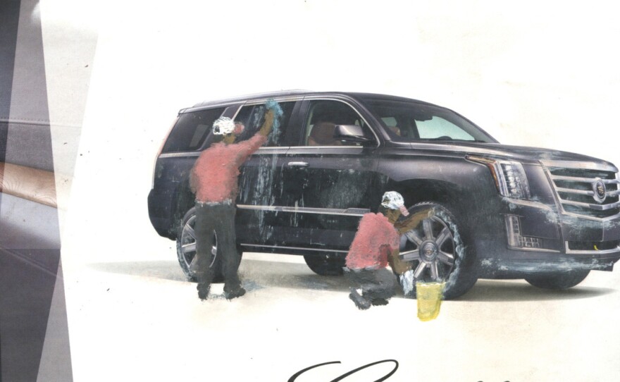 A Cadillac gets washed in Gomez's 2014 <em>The Next Generation Escalade.</em>
