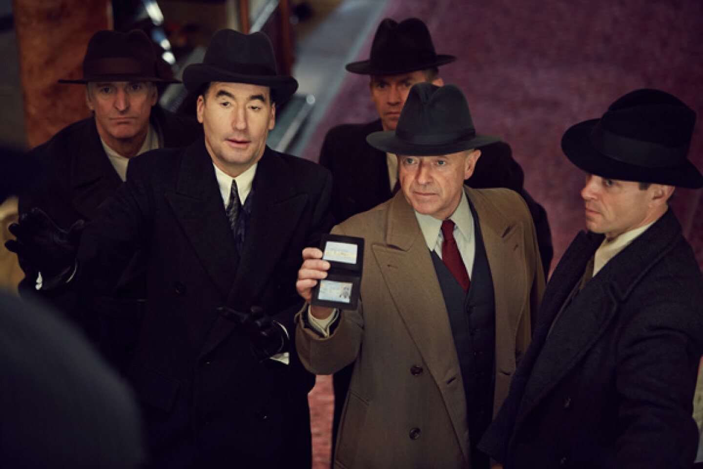 Michael Kitchen as DCS Christopher Foyle (2nd from right) in FOYLE'S WAR.