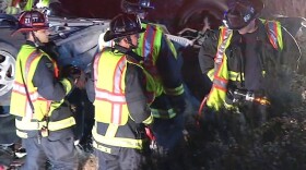 Emergency responders at the scene of a triple-fatal crash on State Route 78 in Oceanside on Aug. 21, 2014. 
