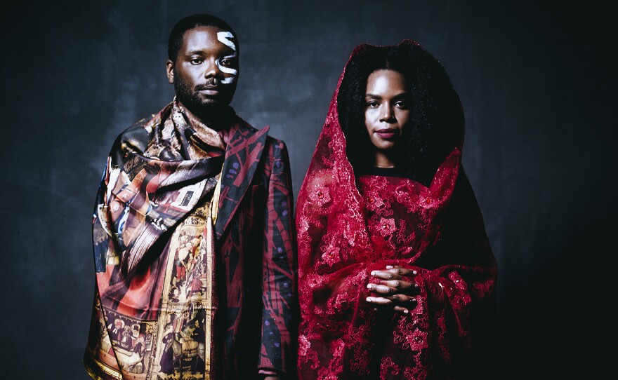 James Jean and Patrice Worthy, photographed in New York City. They model clothing by Ikiré Jones.