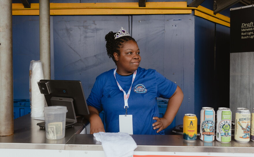 A concessions stand worker at Springfield's Robin Roberts Stadium awaits her first customers on WPBL's opening day.