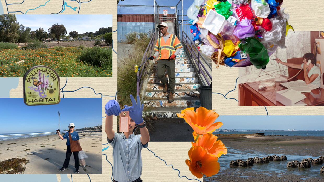 An undated collage of photos shows San Diegans taking action to help preserve the environment.