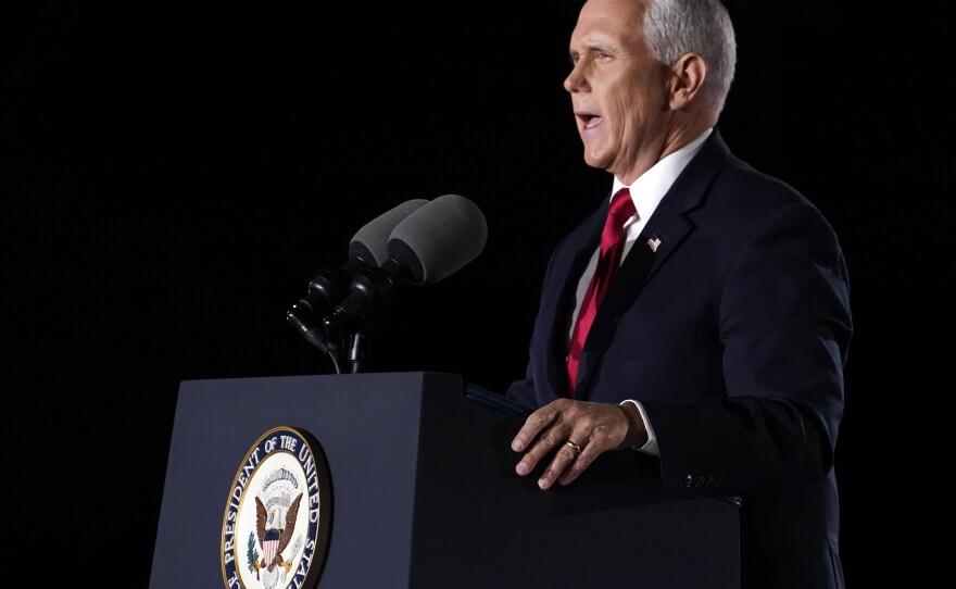 Vice President Pence speaks on the third day of the Republican National Convention at Fort McHenry National Monument and Historic Shrine in Baltimore.