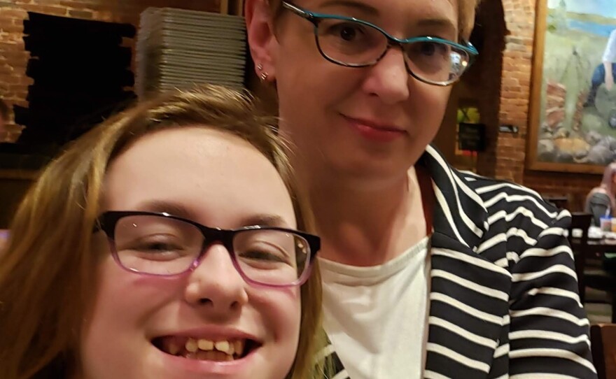 Jill Drouillard with her daughter, 15.