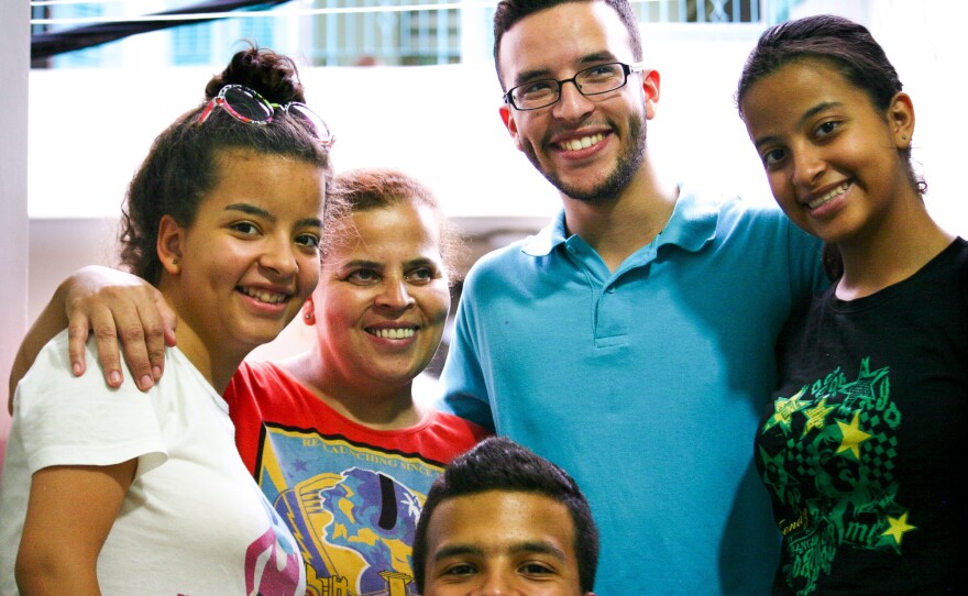 Lea Hatouni, right, with her mom, Eni, in red. Lea shares a room with her brothers, Kenny, in blue, and Jad, and her sister Marina, left.