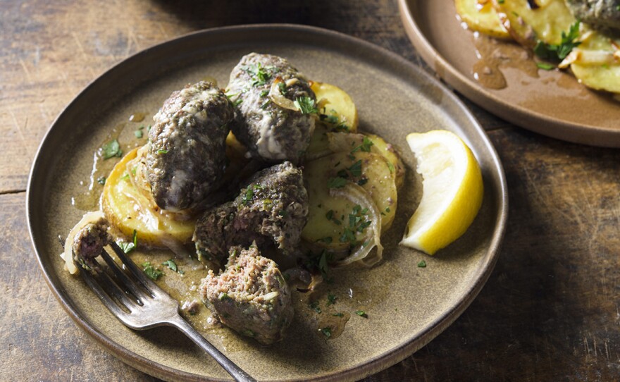Baked Kefta with Tahini