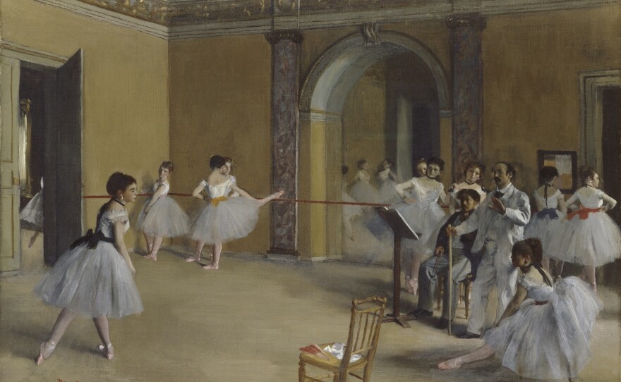 Over his lifetime, Degas created 1,500 paintings, pastels and drawings of dancers — more than any other artist. Above, his 1872 work,<em> The Dance Foyer at the Opera on the rue Le Peletier.</em>