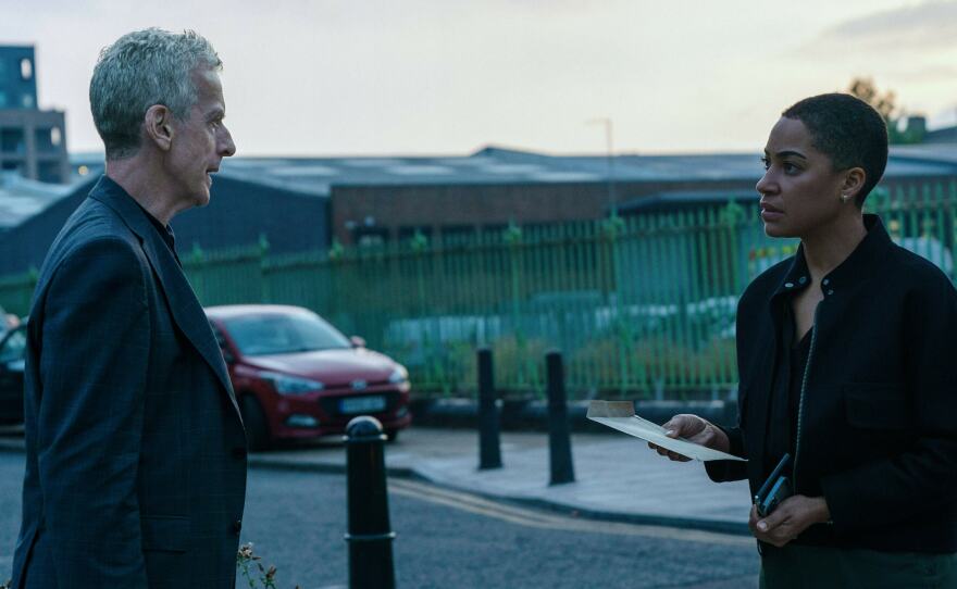 Peter Capaldi and Cush Jumbo in <em>Criminal Record.</em>