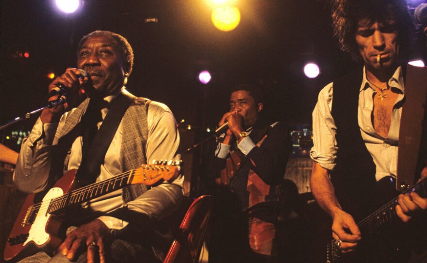 Muddy Waters, Junior Wells and Keith Richards onstage at Chicago's Checkerboard Lounge in 1981.