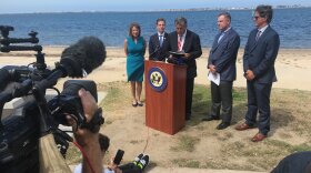 The San Diego congressional delegation introduce a package of bills aimed at tackling pollution in the Tijuana River Valley, July 2, 2019. 
