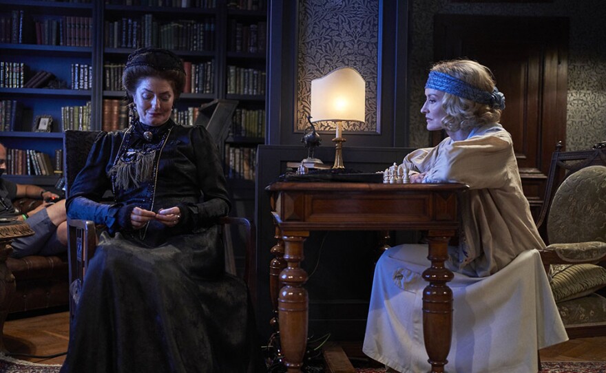 Lady Latchmere (ANNA CHANCELLOR) and Bella Ainsworth (NATASCHA MCELHONE)