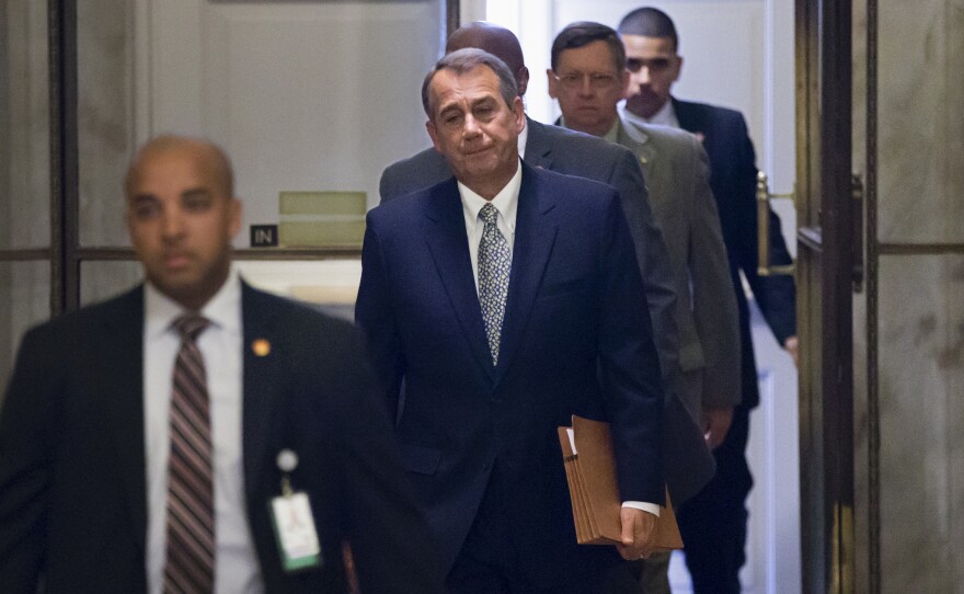 House Speaker John Boehner of Ohio arrives on Capitol Hill on Monday.
