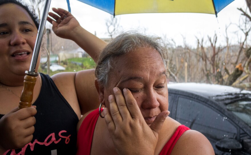 Veronica Vargas (left) and her mother, Martha Viera, recount their family's experience during Hurricane Maria.