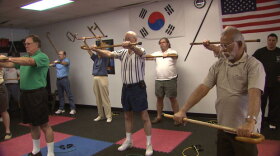 Students in Zephyrhills, Florida, practice “cane fu,” an exercise and self-defense program for seniors based on martial arts. 