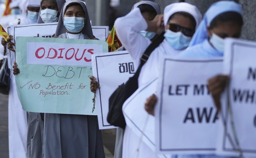 Sri Lankan nuns protest against the economic crisis in Colombo, Sri Lanka, Tuesday, April 5, 2022.