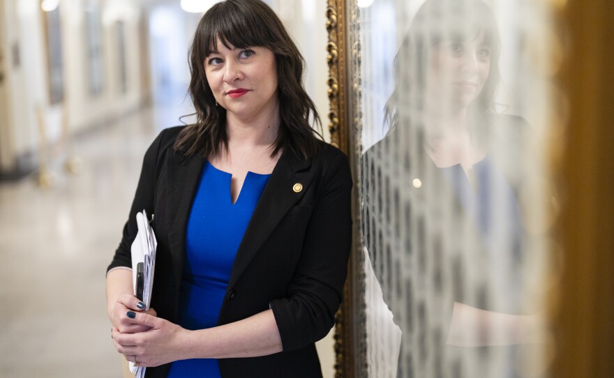 Democratic Missouri state Representative Ashley Aune, poses for a portrait on Thursday, Jan. 25, 2024, at the state Capitol in Jefferson City.