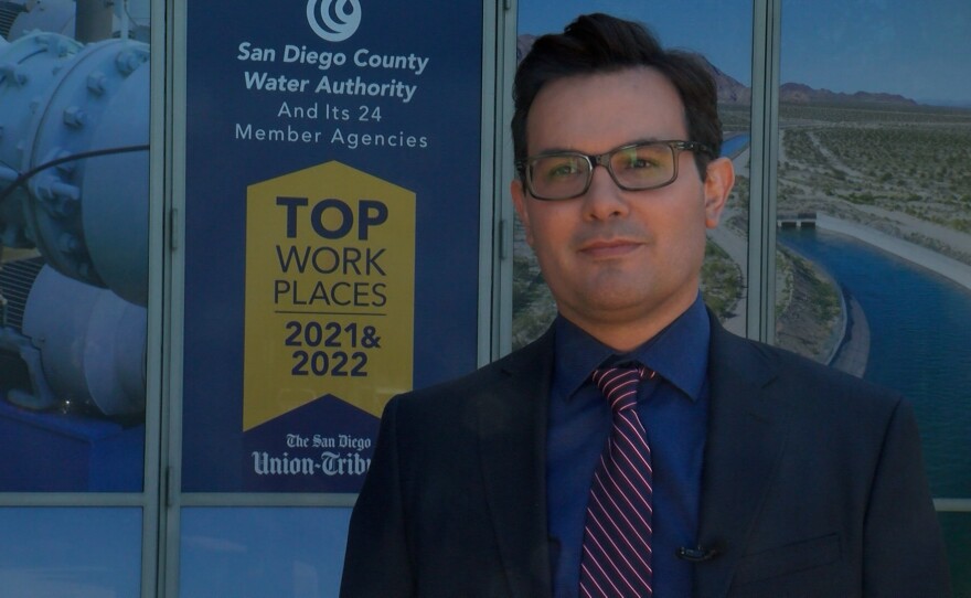 Efren Lopez, a water resources specialist with the San Diego County Water Authority, is shown at the Authority's headquarters in Kearny Mesa on March 2, 2023.