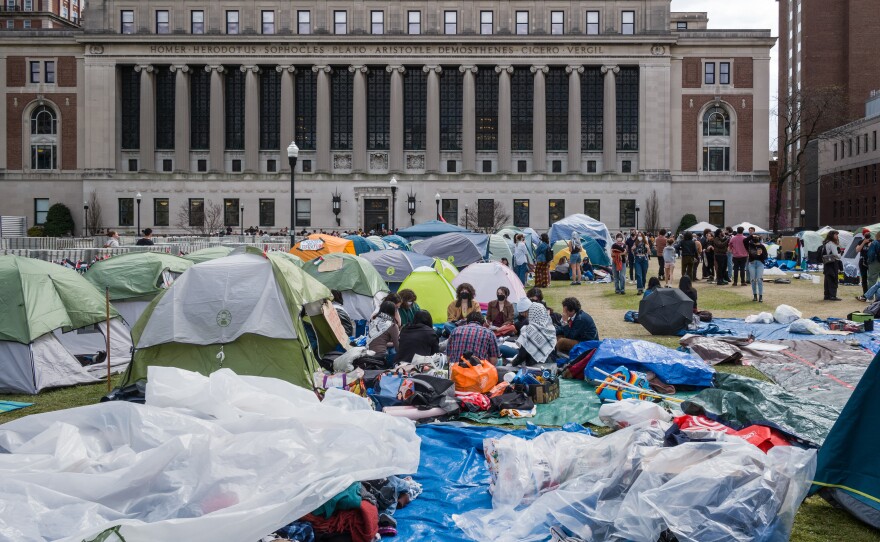 At Columbia, student protesters still have their tents set up and are in negotiations with university officials.