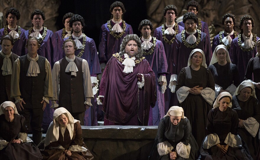 Noah Baetge as the High Priest in Mozart's “Idomeneo.”