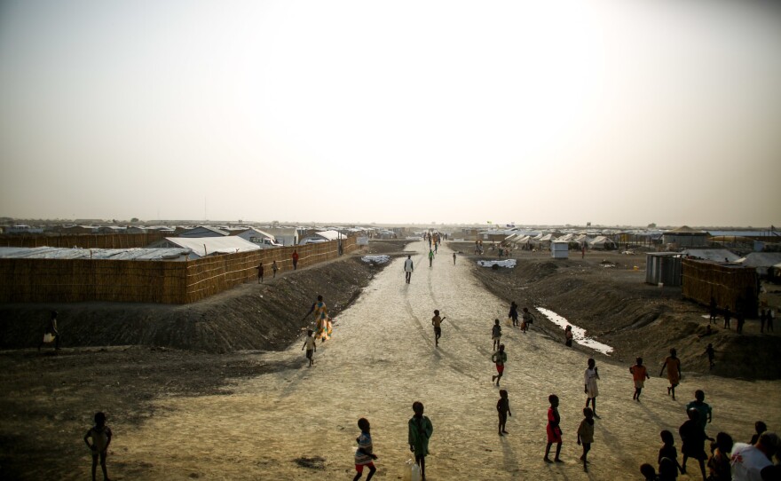 This dirt road cuts through the sprawling camp.