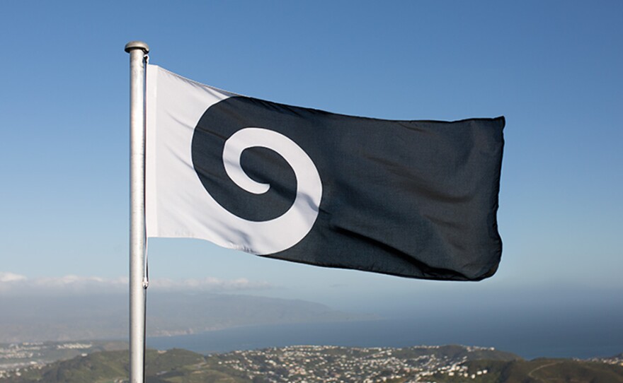 The "Koru" design, by Andrew Fyfe, represents an unfurled silver fern frond "but is also reminiscent of a wave, a cloud, and a ram's horn," the designer writes.