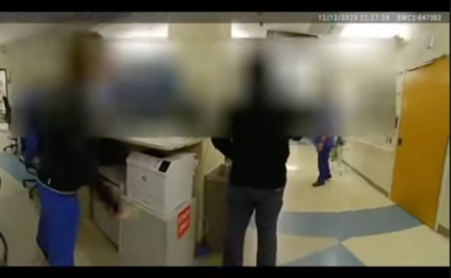 In bodycam footage released by the Milwaukie Police Department, the Providence Milwaukie Hospital emergency room staff interacts with police officers the night Jean Descamps was discharged from the emergency room. "He can't be on his own," one officer said. "Why is he being released? Descamps died later that night from a street drug overdose. Staff members' identities were blurred by the Milwaukie Police Department.