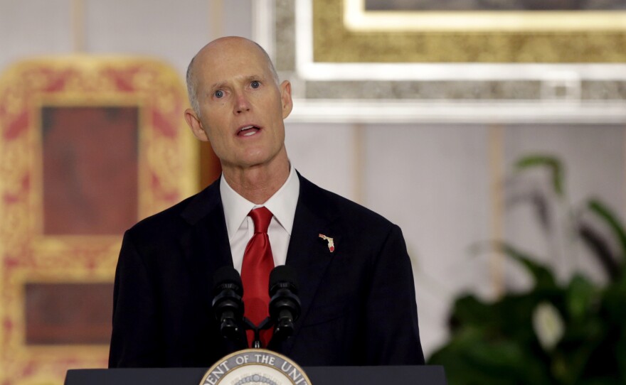 The Trump administration will cancel plans to allow oil drilling off the coasts of Florida at the request of Gov. Rick Scott, seen in Doral, Fla., last year.