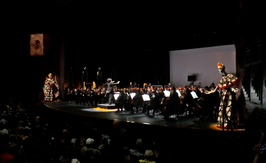 The San Diego Symphony Orchestra is shown performing at the CECUT in Tijuana on November 2, 2023.