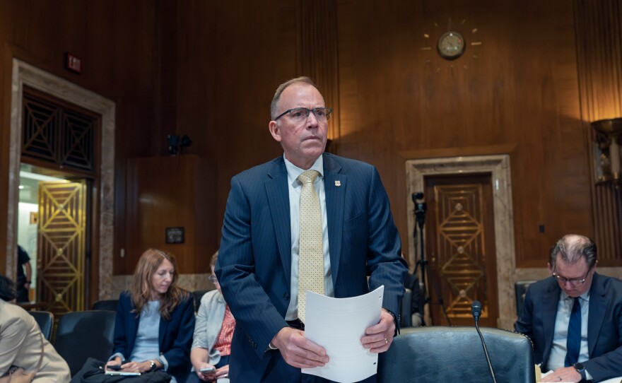 Fire Service Chief Tom Schultz prepares to present his 2027 budget request to the Senate Appropriations Subcommittee on Interior, Environment, and Related Agencies, at the Capitol on April 30.