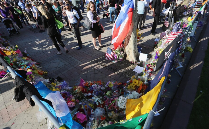 In Boston's Copley Square on Wednesday, people gathered at a makeshift memorial to those killed and injured in the April 15 marathon bombings.