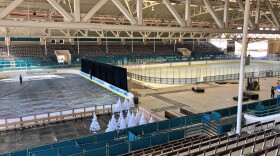 Inside the Del Mar Arena there is a smaller rink for public skate (left) and a larger one meant for tournaments (right), Dec. 15, 2017.