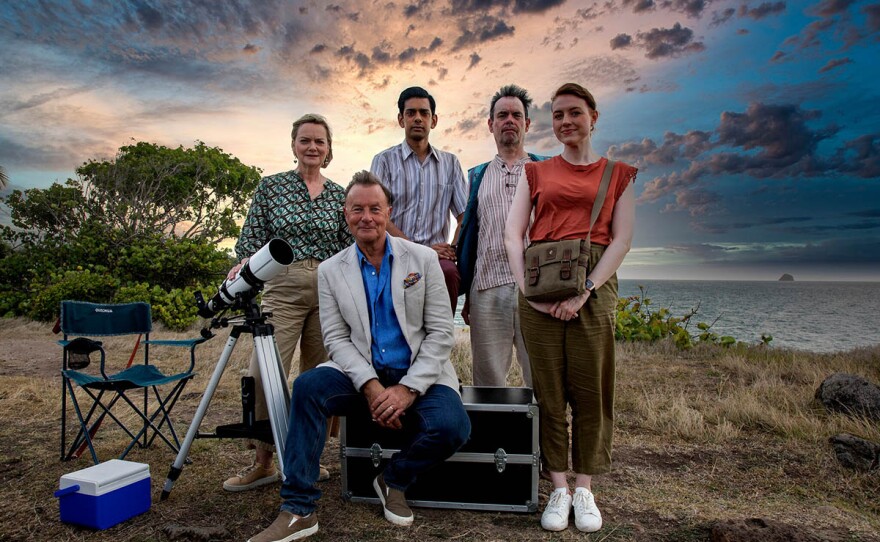 (L-R) Miriam Sworder (SARAH WOODWARD), Sunil Singh Kirmani (AMIT SHAH), Jeremy Herbert (KEVIN ELDON), Sally Blake (ALEXANDRA MOLONEY), Bertrand Sworder (CHRISTOPHER VILLIERS)