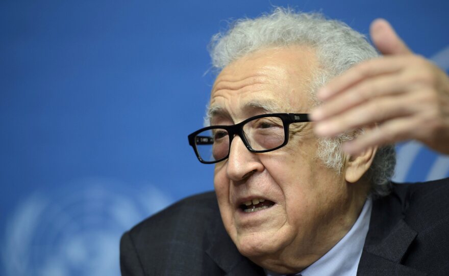 U.N. mediator Lakhdar Brahimi during a news conference in Geneva.