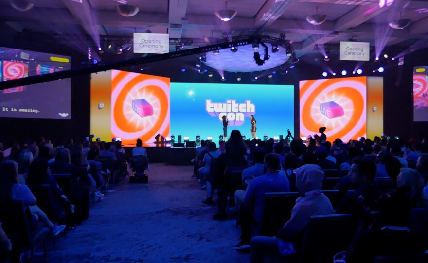 TwitchCon's opening ceremony inside the Glitch Theater at the San Diego Convention Center, Sept. 20, 2024.
