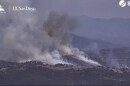 The Rancho Fire burns near Ramona in North County on Oct. 9, 2025. 